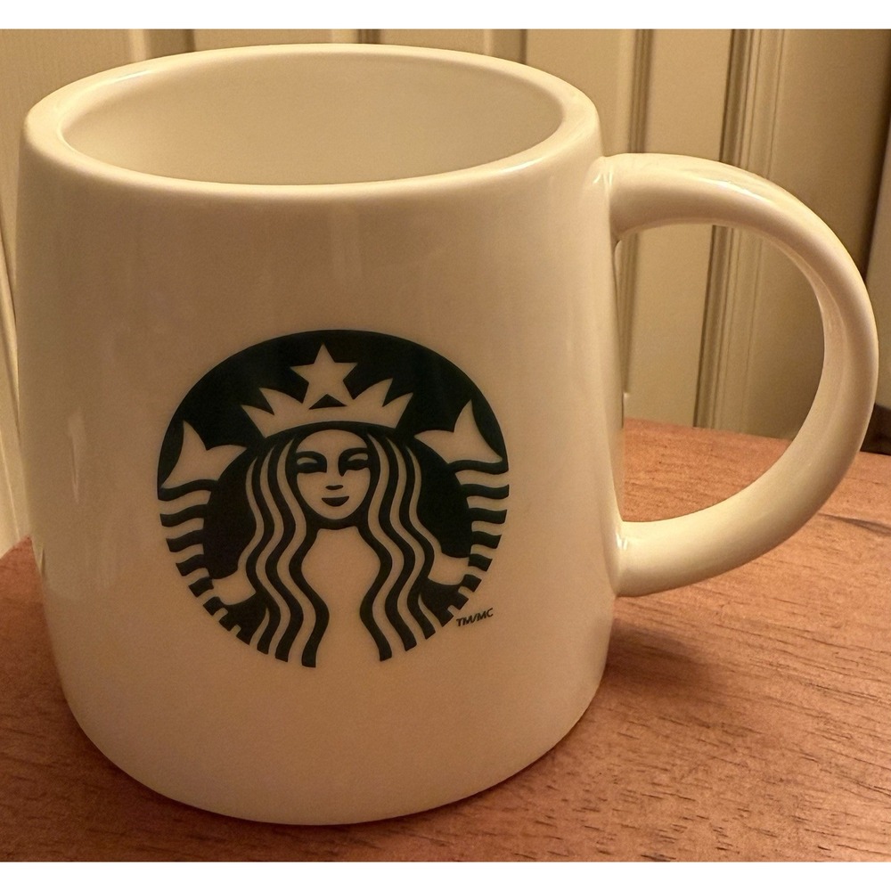 Starbucks Coffee Mug 2011 Green Mermaid Siren Logo White Barrel 14 oz